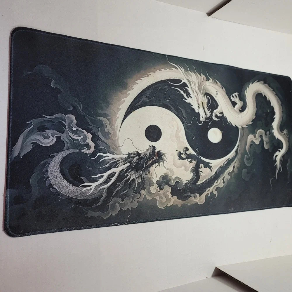 Extended Gaming Mouse Pad Desk‎ Keyboard Mat Size 23 X 11 Ying/Yang Dragons